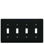 Plain Black Switch Plates with four toggle openings