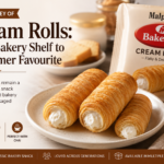 Malpani's Bake-lite cream rolls served on a plate with chai, showcasing the journey of cream rolls from traditional bakery shelves to a favourite Indian tea-time snack.