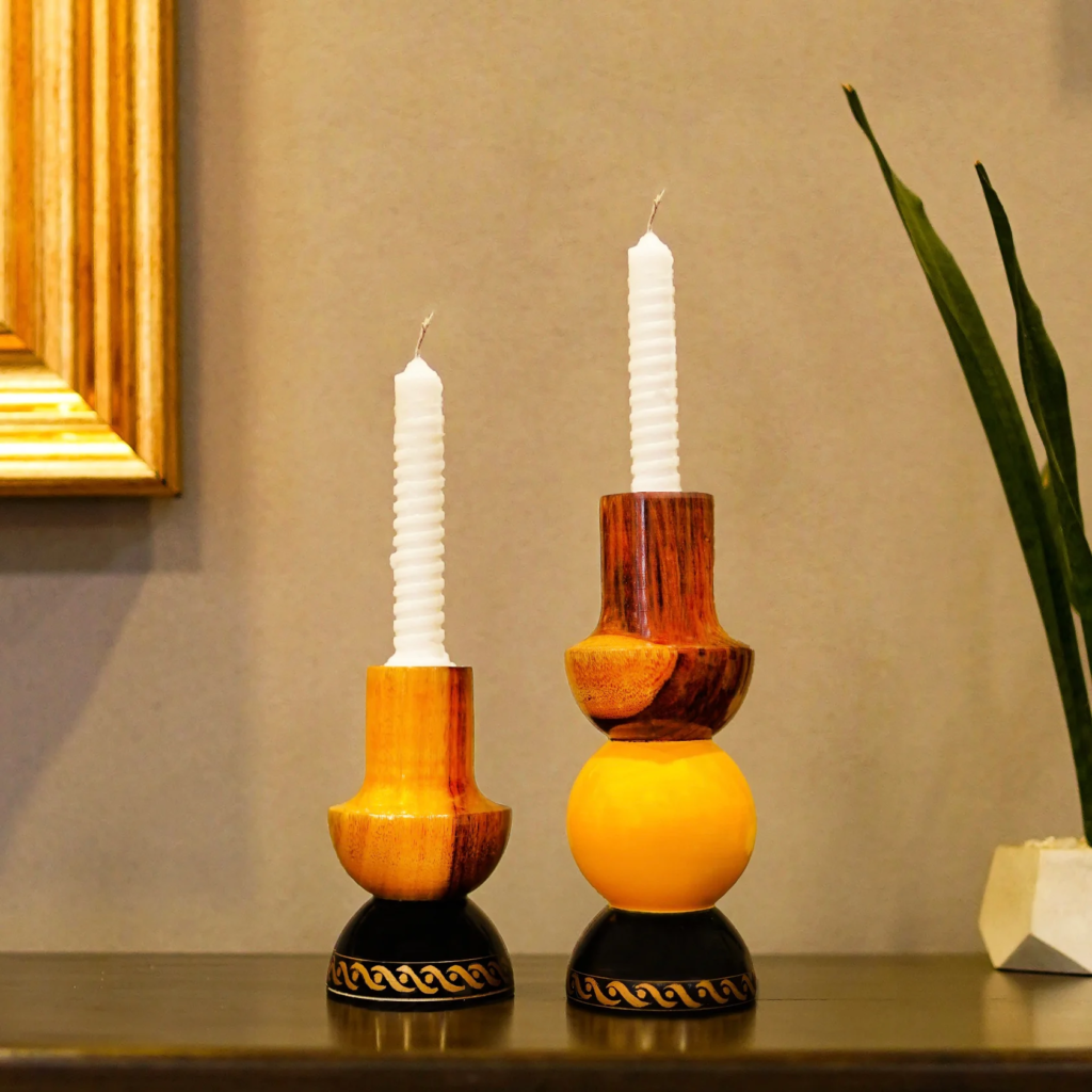 buy online handmade wooden candle holders in pakistan
