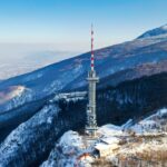 wide angle shot satellite tower mountain