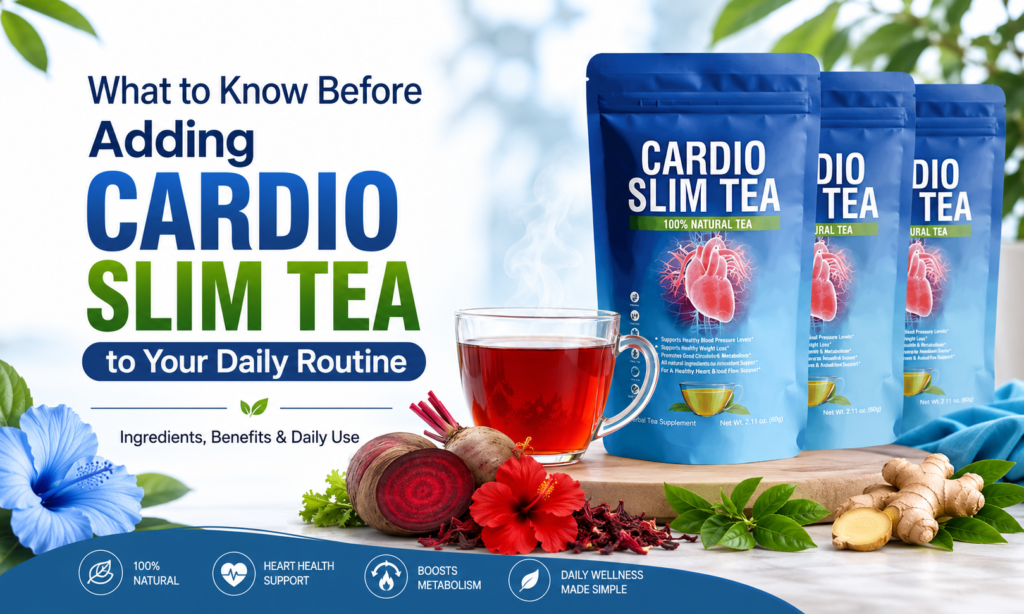 Cardio Slim Tea pouches with herbal tea, beetroot, hibiscus and ginger for daily heart and metabolism support