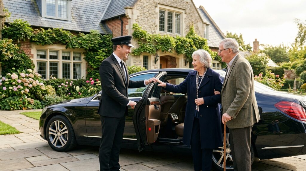 Chauffeur helping couple enter v… 202607201442