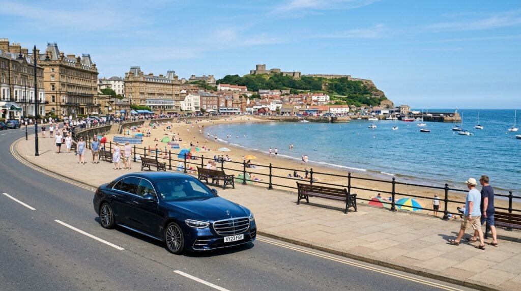 Luxury sedan arriving seafront p… 202607300117