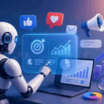 AI Social Media Management Tool dashboard displaying engagement analytics, content scheduling, AI-generated posts, and social media performance.