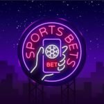 sports betting is a neon sign design template neon style logo bright banner night advertising for your projects smartphone in your hand online betting on football billboard vector