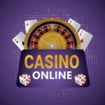 realistic casino background with cards chips and roulette wheel free vector